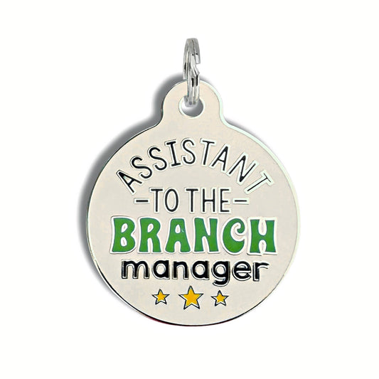 Bad Tags - Camping Dog ID Tag Personalize - Assistant to Branch Manager - Large / Engraved QR Code