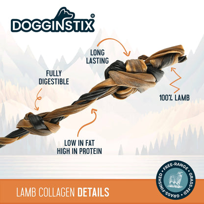Doot's Chew Bar - Dogginstix - Braided Sticks Lamb Collagen Double Knots