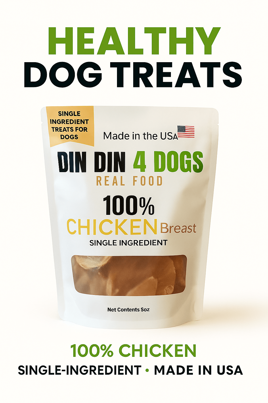 Chicken Treats Dog Treats, 5 Ounce Bag, Single Ingredient, High Protein - Doot's Pet LLC Collars For A Cause