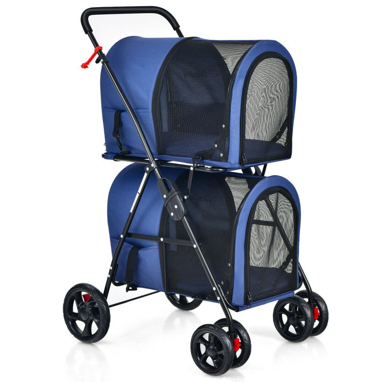 4-in-1 Double Pet Stroller with Detachable Carrier and Travel Carriage - Doot's Pet LLC Collars For A Cause