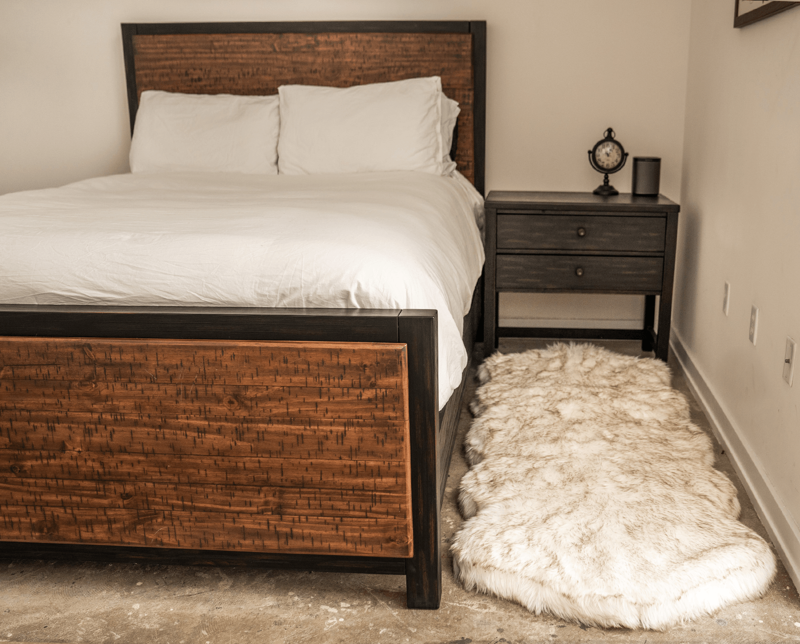 PupRug® Runner Faux Fur Memory Foam Dog Bed - Curve White with Brown Accents - Doot's Pet LLC Collars For A Cause