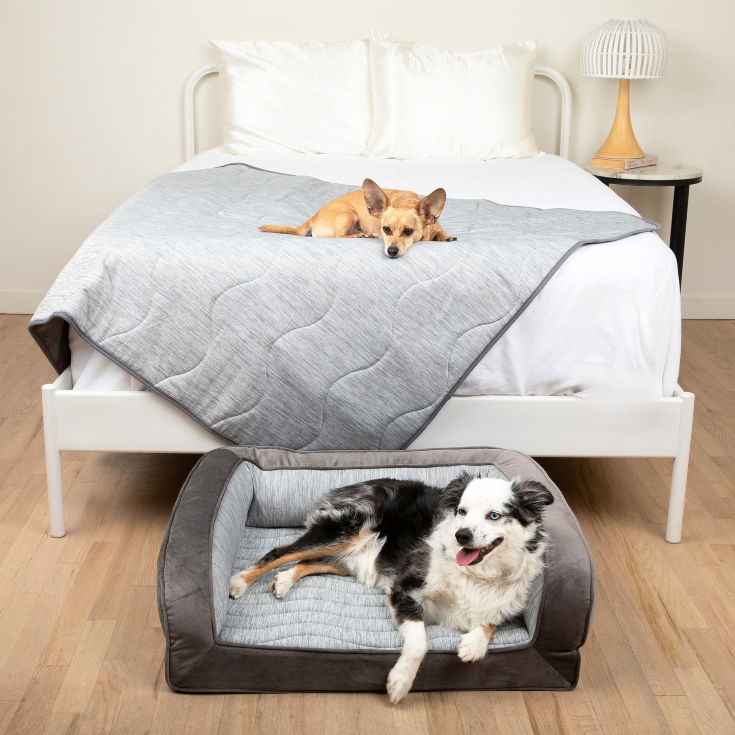 PupChill™ Cooling Bolster Dog Bed + Waterproof Blanket Bundle - Arctic Grey - Doot's Pet LLC Collars For A Cause