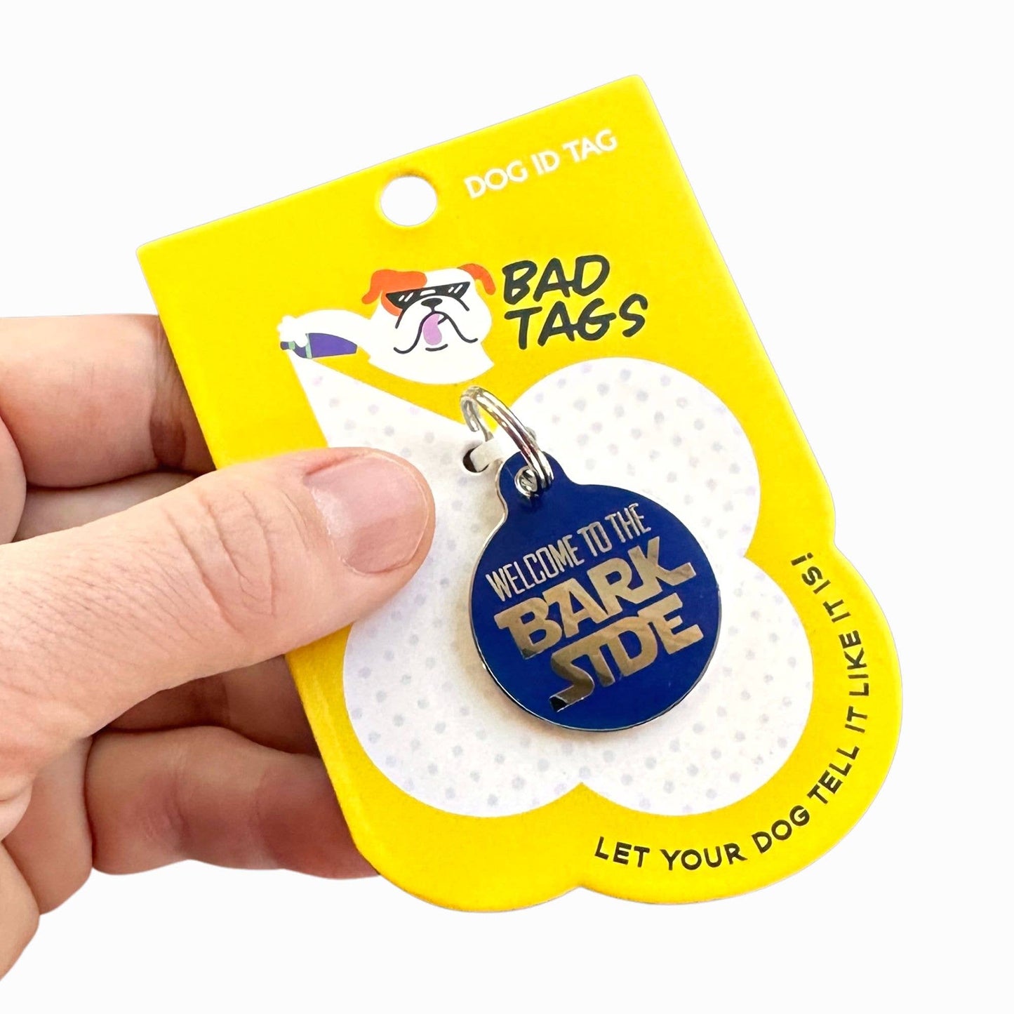 Bad Tags - Dog ID Tag w/ Personalized QR Code - Welcome to the Barkside - Large / Engraved QR Code