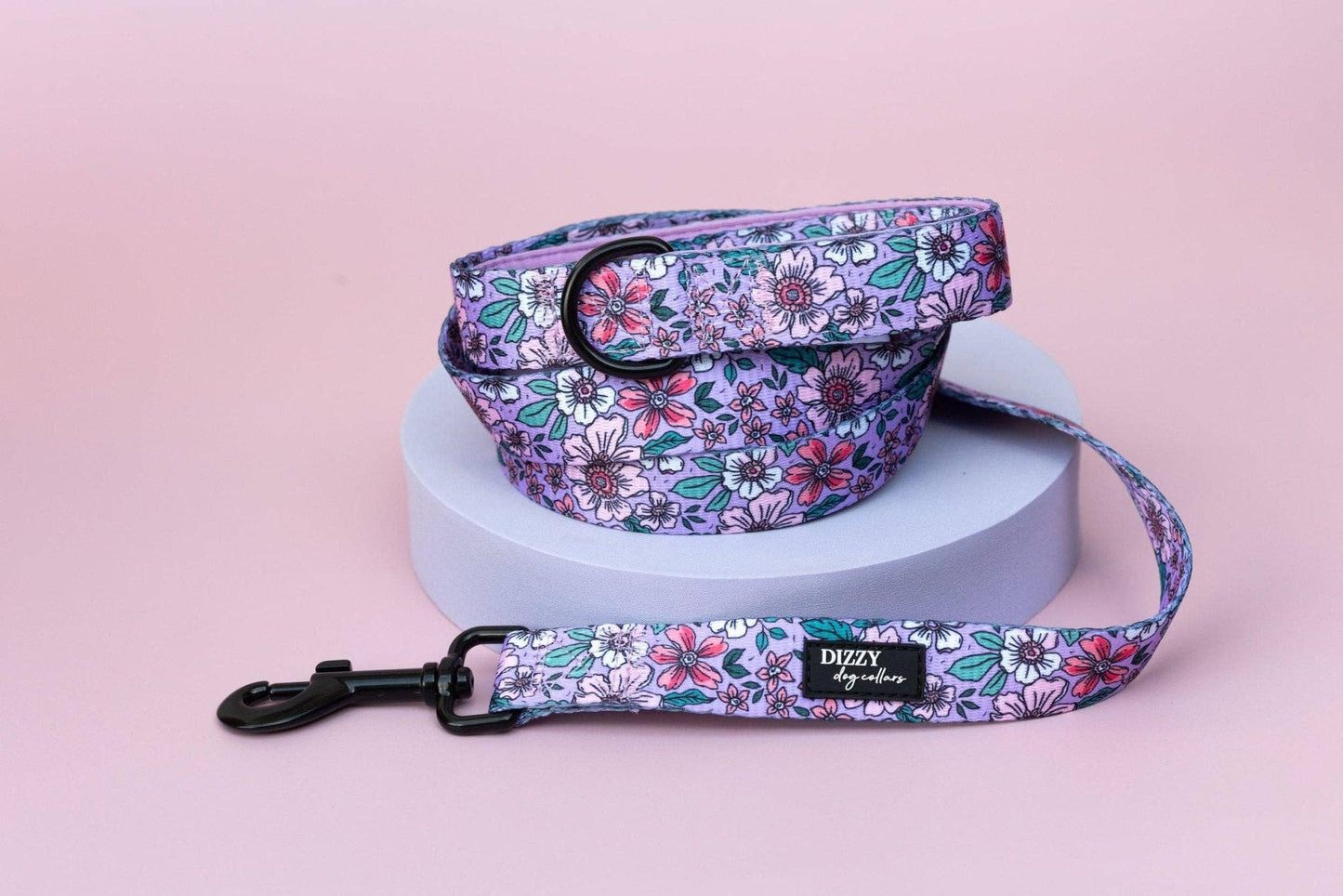 Dizzy Dog Collars - Lilac Floral | Dog Leash | Dog Lead - Large Lead (2.5cm x 152cm)