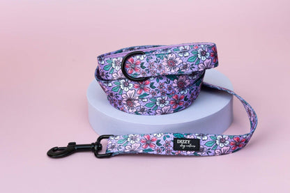 Dizzy Dog Collars - Lilac Floral | Dog Leash | Dog Lead - Large Lead (2.5cm x 152cm)