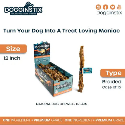 Doot's Chew Bar - Dogginstix - 12" Braided Beef Tripe Sticks