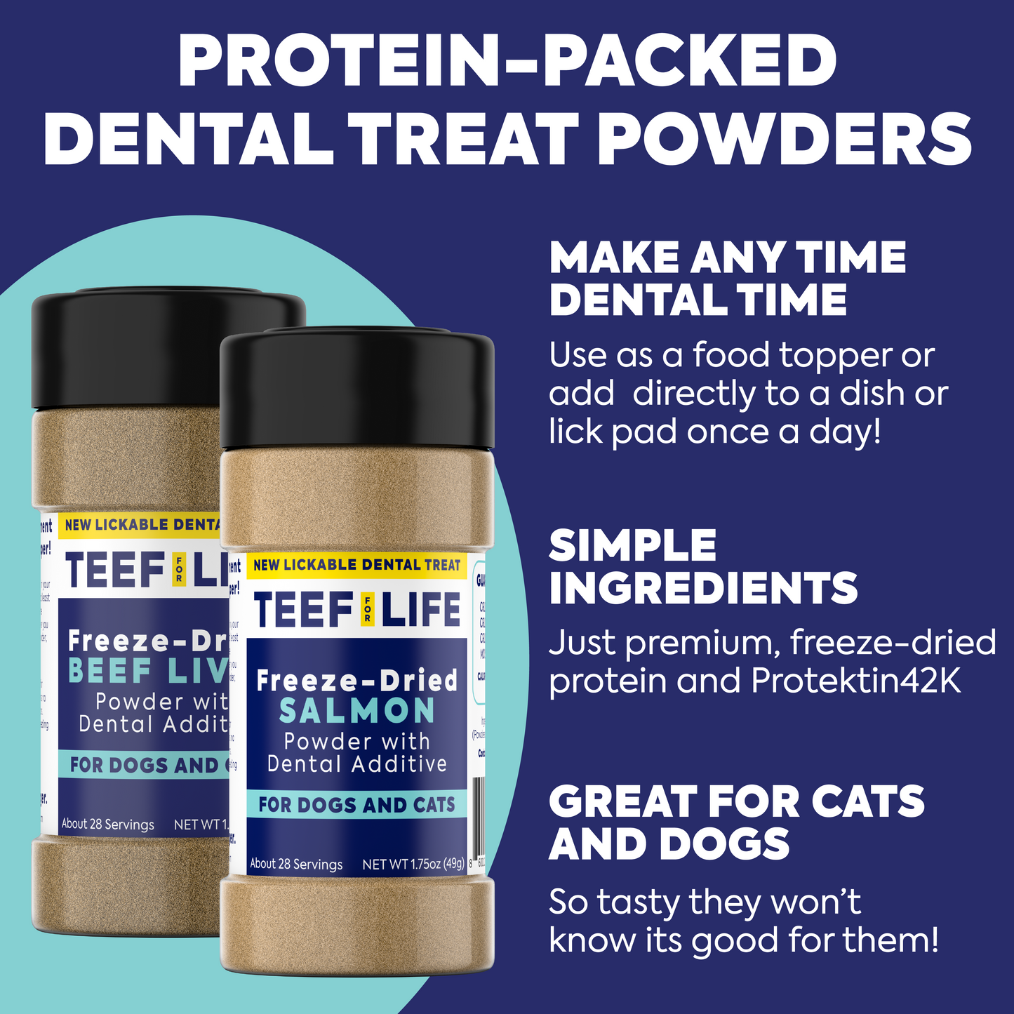 Lickable Treat Powder - Dog and Cat Formula (Beef Liver or Salmon) - Doot's Pet LLC Collars For A Cause