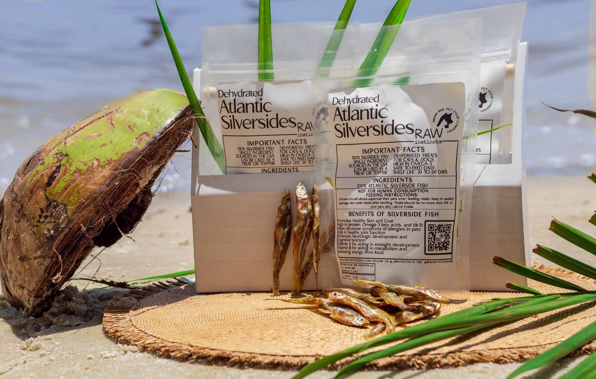 Dehydrated Atlantic Silverside – 2oz | Raw Instincts | Small Batch Florida Fish Treat for Cats & Dogs - Doot's Pet LLC Collars For A Cause