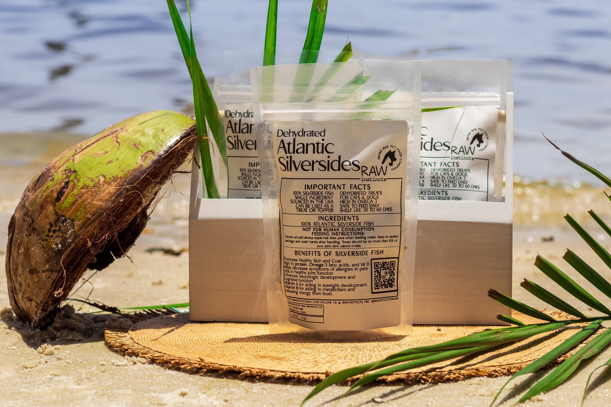 Dehydrated Atlantic Silverside – 2oz | Raw Instincts | Small Batch Florida Fish Treat for Cats & Dogs - Doot's Pet LLC Collars For A Cause