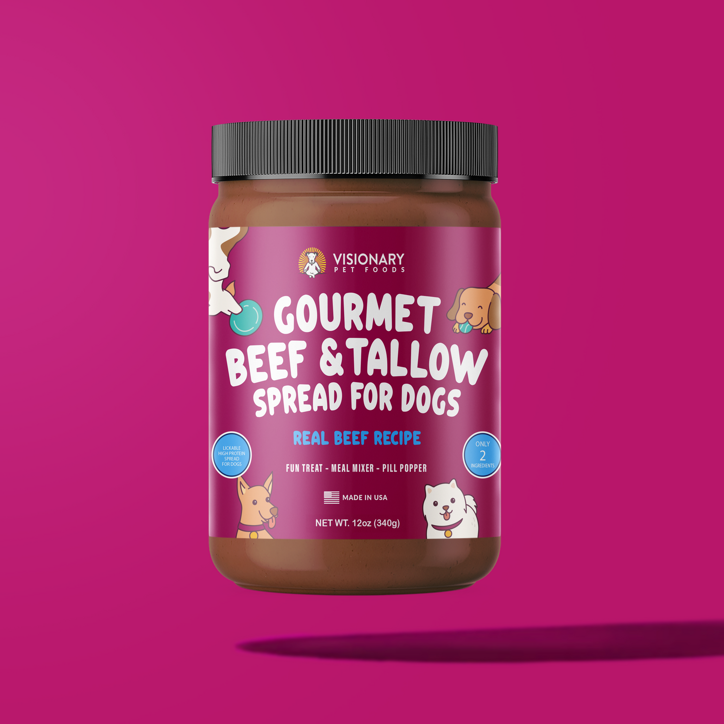 Beef and Beef Tallow Meat Spread | NEW 12oz Jar - Doot's Pet LLC Collars For A Cause