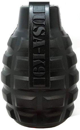 Grenade Shaped eDispenser Durable Dog Chew Toy & Treat Dispenser - Magnum Black - Doot's Pet LLC Collars For A Cause