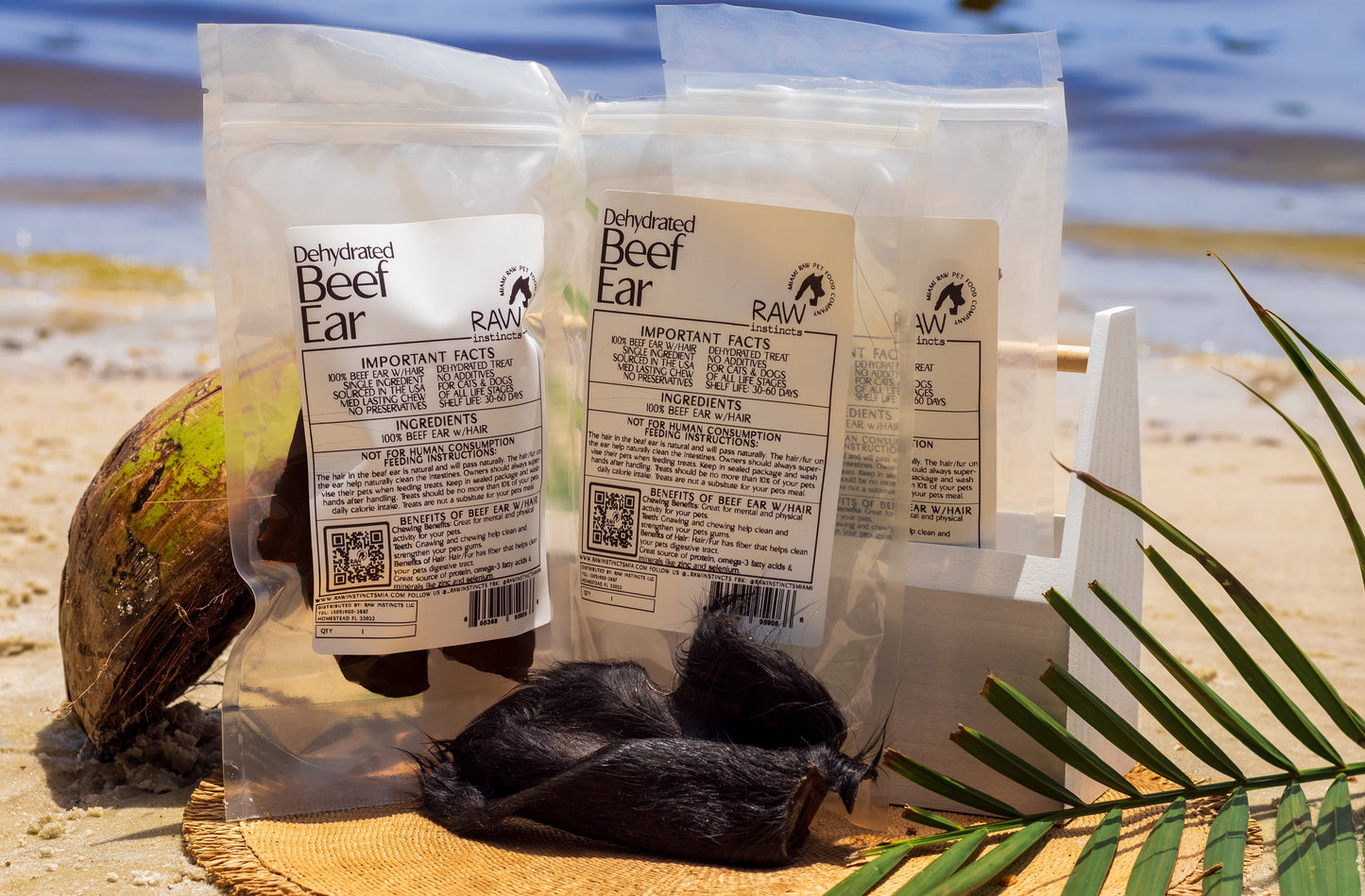 Dehydrated Beef Ear with Hair for Cats & Dogs — All-Natural | Raw Instincts Florida - Doot's Pet LLC Collars For A Cause