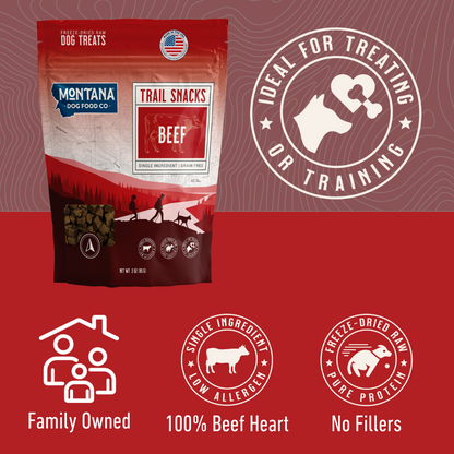 Beef Heart Freeze-dried Raw Trail Snacks (Treats) for Dogs 3oz - Doot's Pet LLC Collars For A Cause