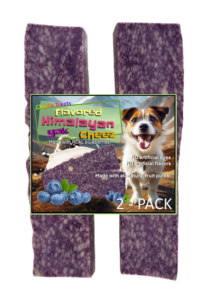 Blueberry Flavored Yak Cheese Chew - Made with REAL BLUEBERRY Puree Single - Doot's Pet LLC Collars For A Cause