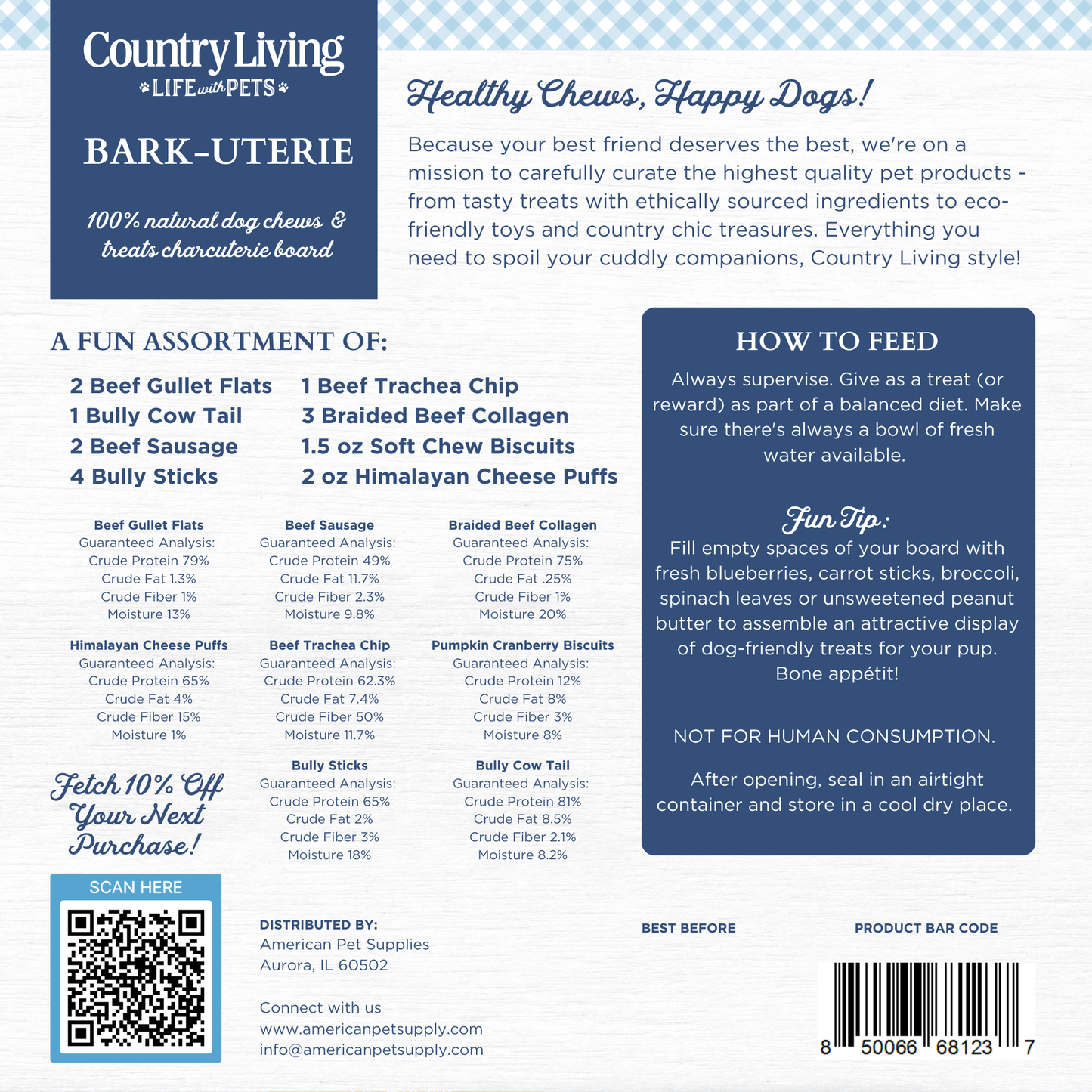 Country Living Bark-Uterie Board – Charcuterie-Inspired Natural Dog Treats Variety | Single-Ingredient, High-Protein, Grain-Free | All Breeds & Sizes - Doot's Pet LLC Collars For A Cause