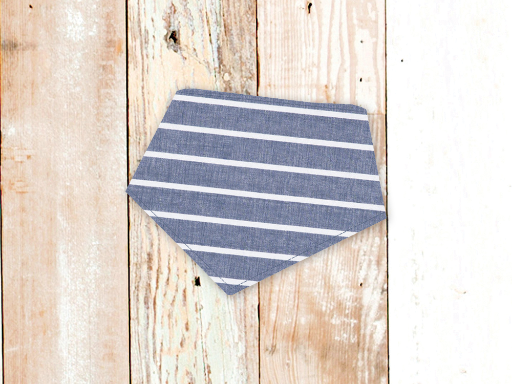 "Chambray Stripes" Dog Bandana