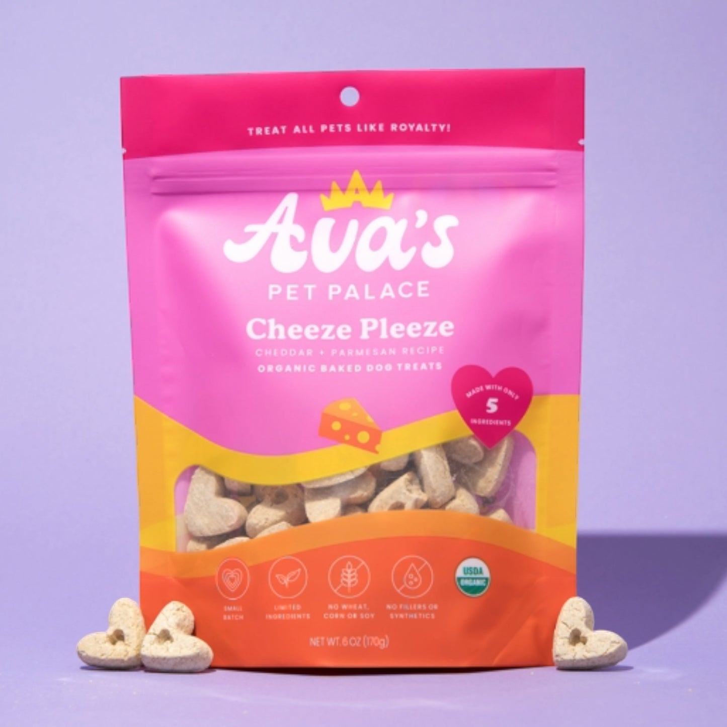 Ava's Pet Palace Organic Baked Dog Treats - Cheeze Pleeze (6 oz) / 2-Pack - Doot's Pet LLC Collars For A Cause