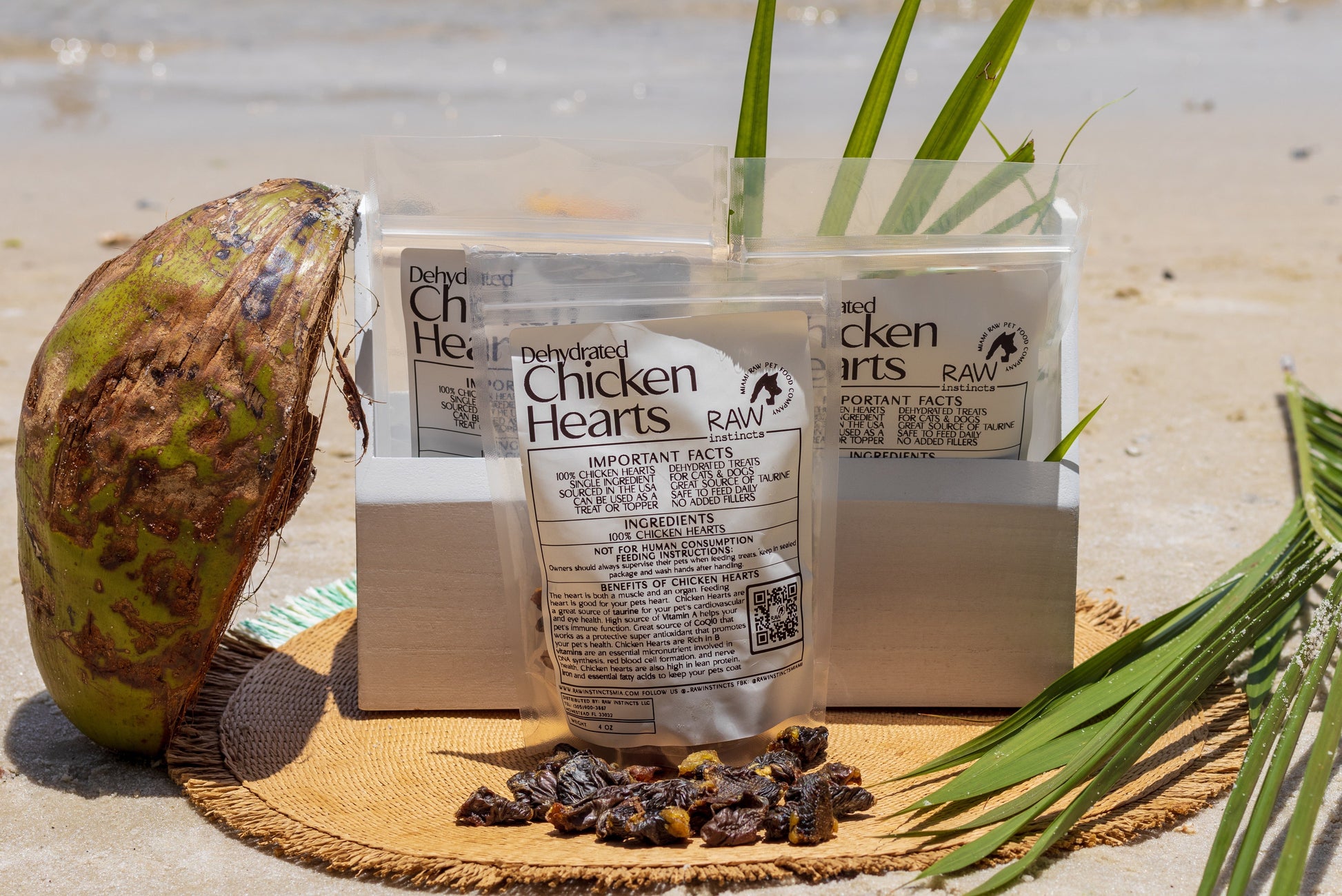 Dehydrated Chicken Hearts – 4oz | Raw Instincts | Single-Ingredient Organ Treat for Cats & Dogs - Doot's Pet LLC Collars For A Cause