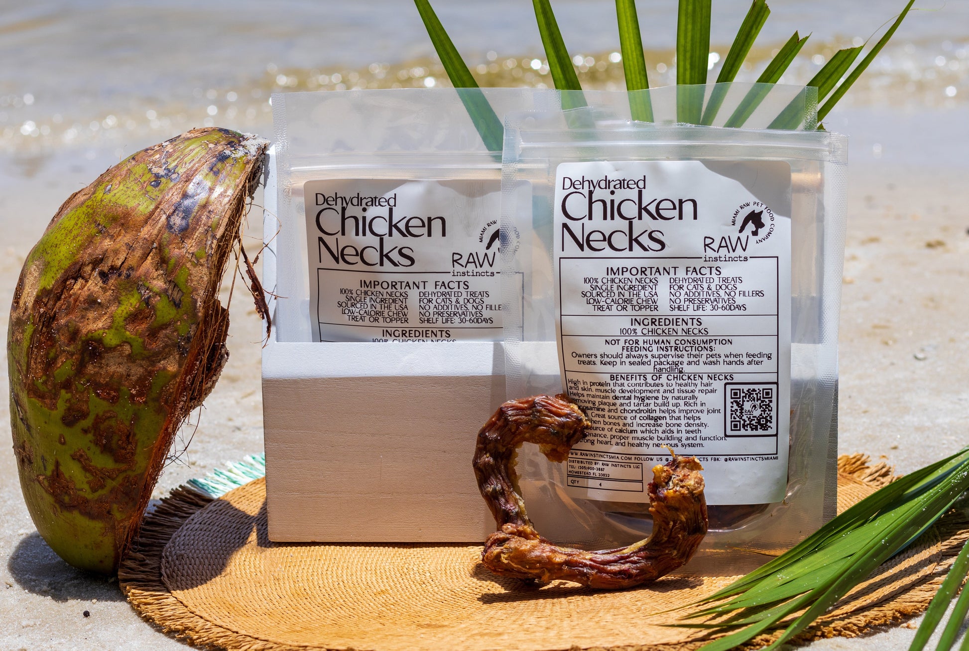 Dehydrated Chicken Necks for Cats & Dogs — 100% USA Sourced | Raw Instincts Florida | 4 Count - Doot's Pet LLC Collars For A Cause
