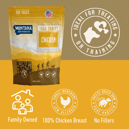 Chicken Breast Freeze-Dried Raw Trail Snacks (Treats) for Dogs 3oz - Doot's Pet LLC Collars For A Cause