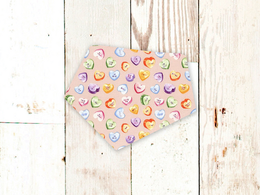 "Conversation Hearts on Pink" Dog Bandana