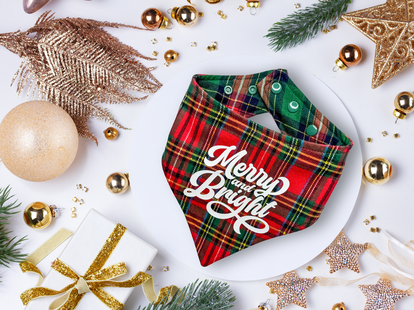 "Merry and Bright" Reversible Dog Bandana