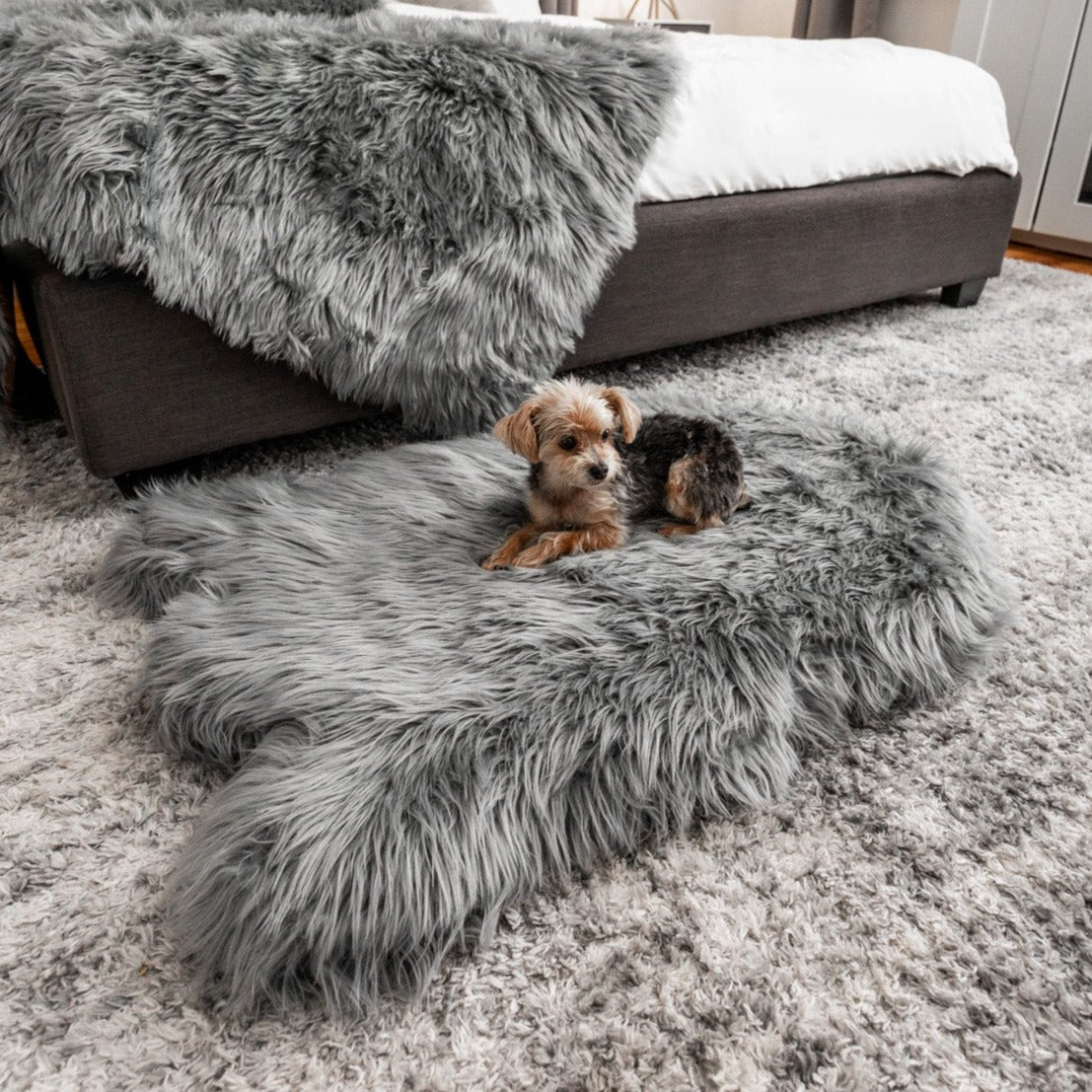 PupRug by Paw.com® Faux Fur Orthopedic Dog Bed - Curve Charcoal Grey - Doot's Pet LLC Collars For A Cause