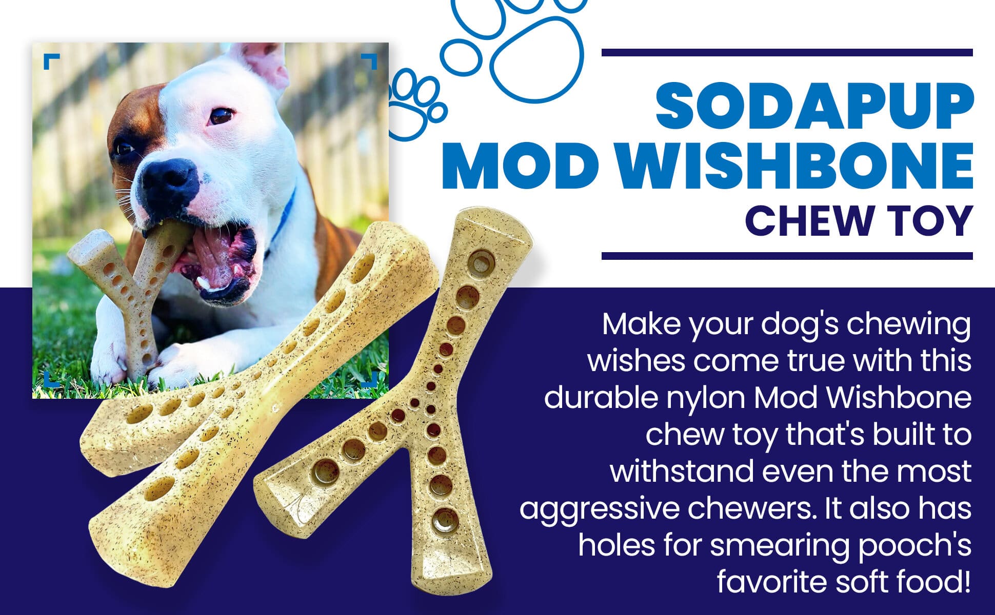 MOD Wishbone Nylon Dog Chew Toy for Aggressive Chewers | USA Made - Doot's Pet LLC Collars For A Cause
