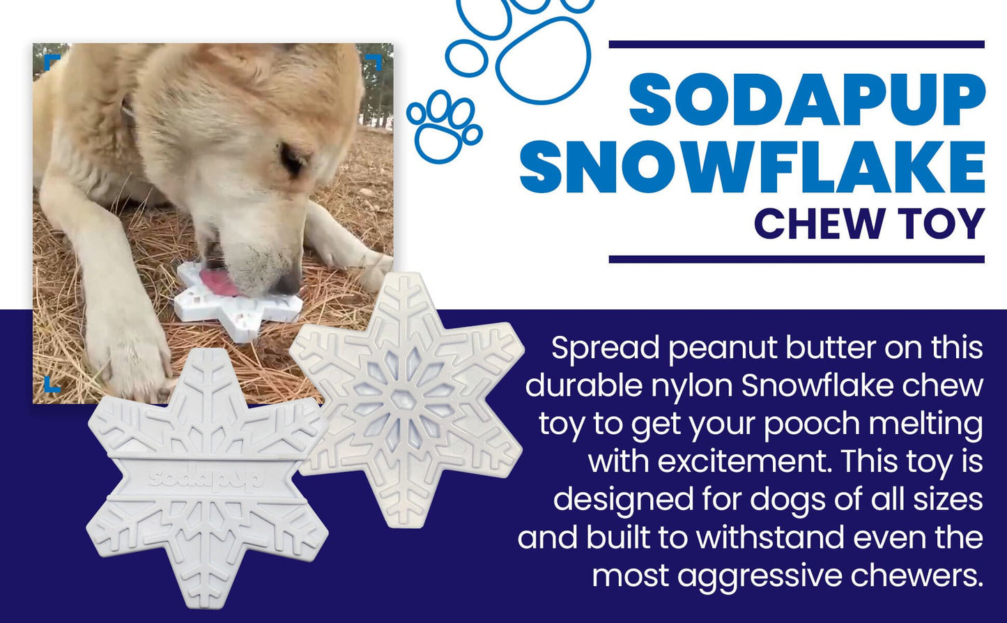 Snowflake Nylon Dog Chew Toy for Aggressive Chewers | USA Made & FDA Compliant - Doot's Pet LLC Collars For A Cause