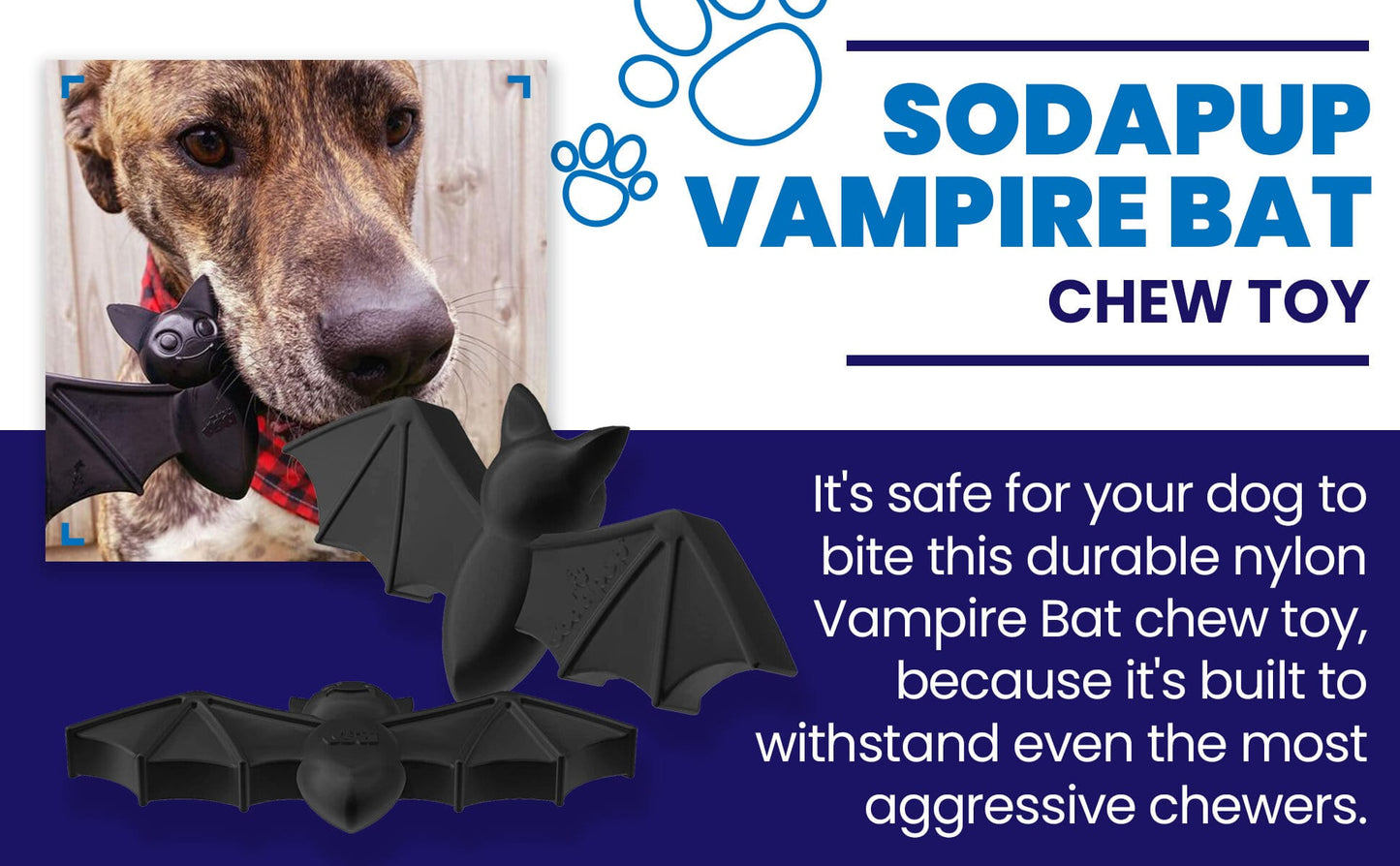 Vampire Bat Nylon Dog Chew Toy for Aggressive Chewers | USA Made & FDA Compliant - Doot's Pet LLC Collars For A Cause