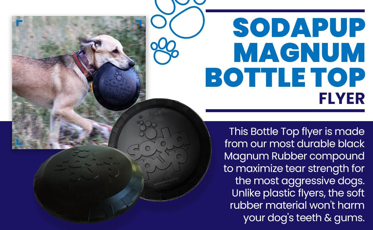Magnum Bottle Top Flyer Ultra Durable Rubber Retrieving Frisbee - Large - Black - Doot's Pet LLC Collars For A Cause