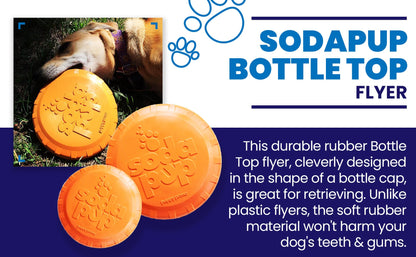 Bottle Top Flyer Durable Rubber Retrieving Frisbee - Orange - Doot's Pet LLC Collars For A Cause