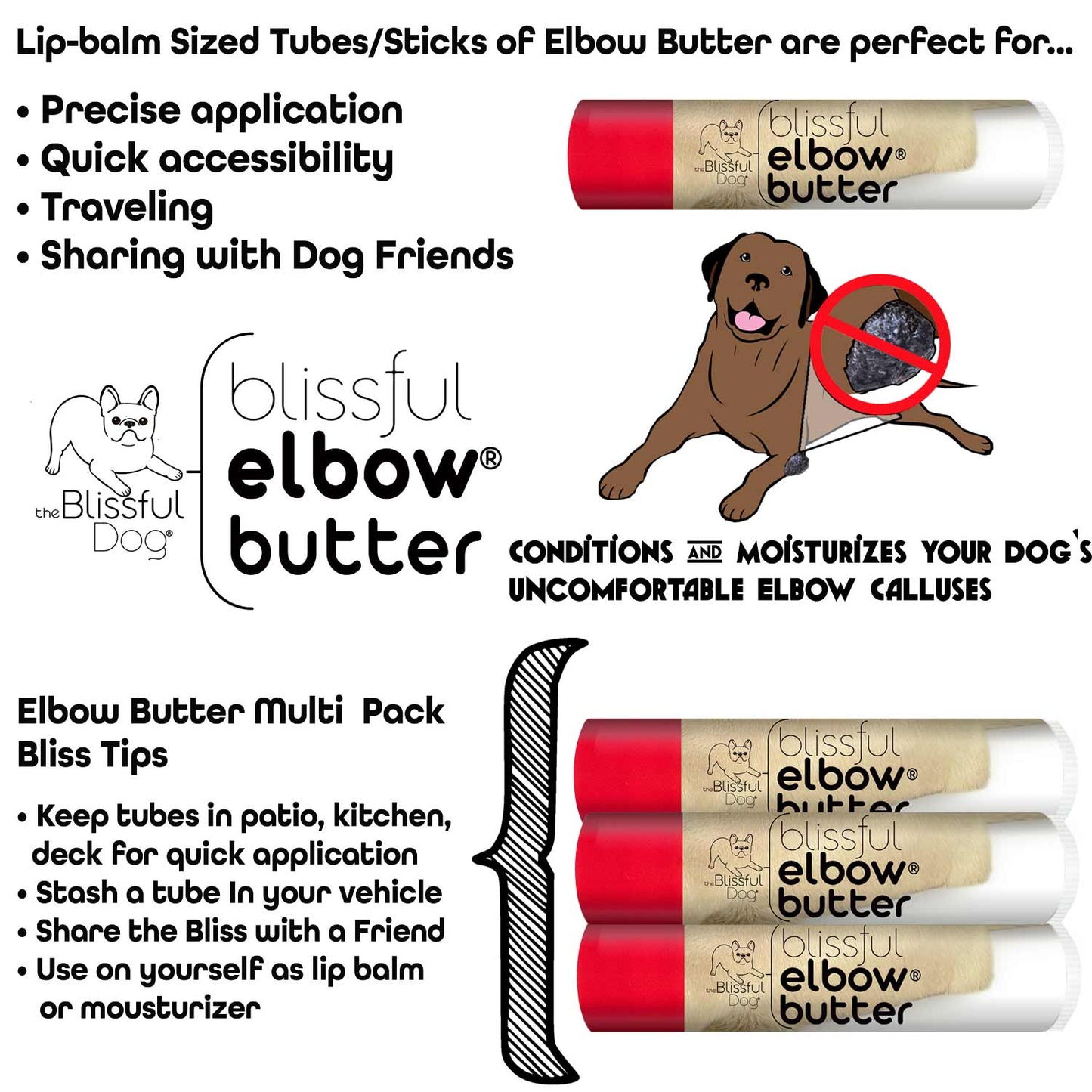 Blissful Elbow® Butter Conditions Your Dog's Elbow Calluses - Doot's Pet LLC Collars For A Cause