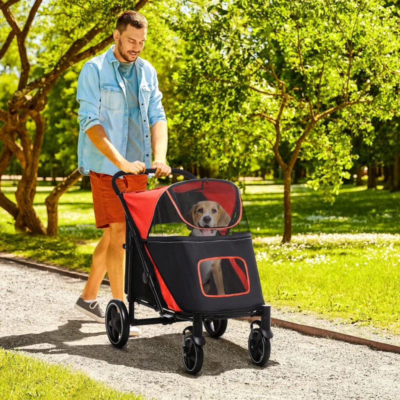 One-Click Foldable Stroller for Large Medium Small Dogs, Pet, Cats with Storage - Doot's Pet LLC Collars For A Cause
