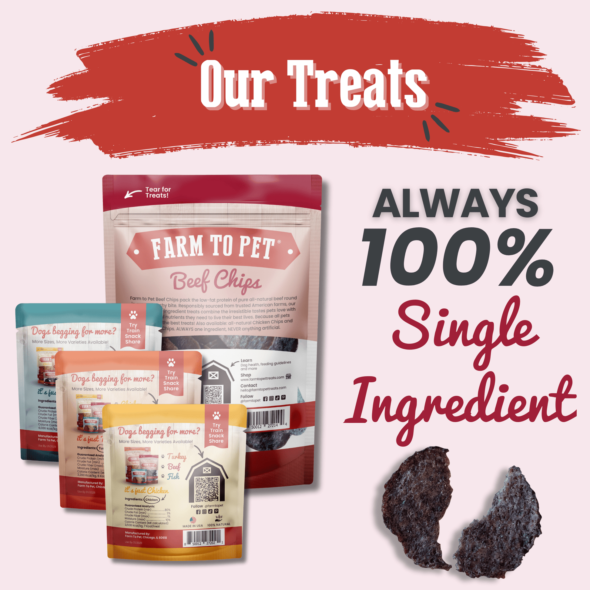 Puppy Packs 'n Snacks Dog Treat Starter Pack | Single-Ingredient Training Treats - Doot's Pet LLC Collars For A Cause