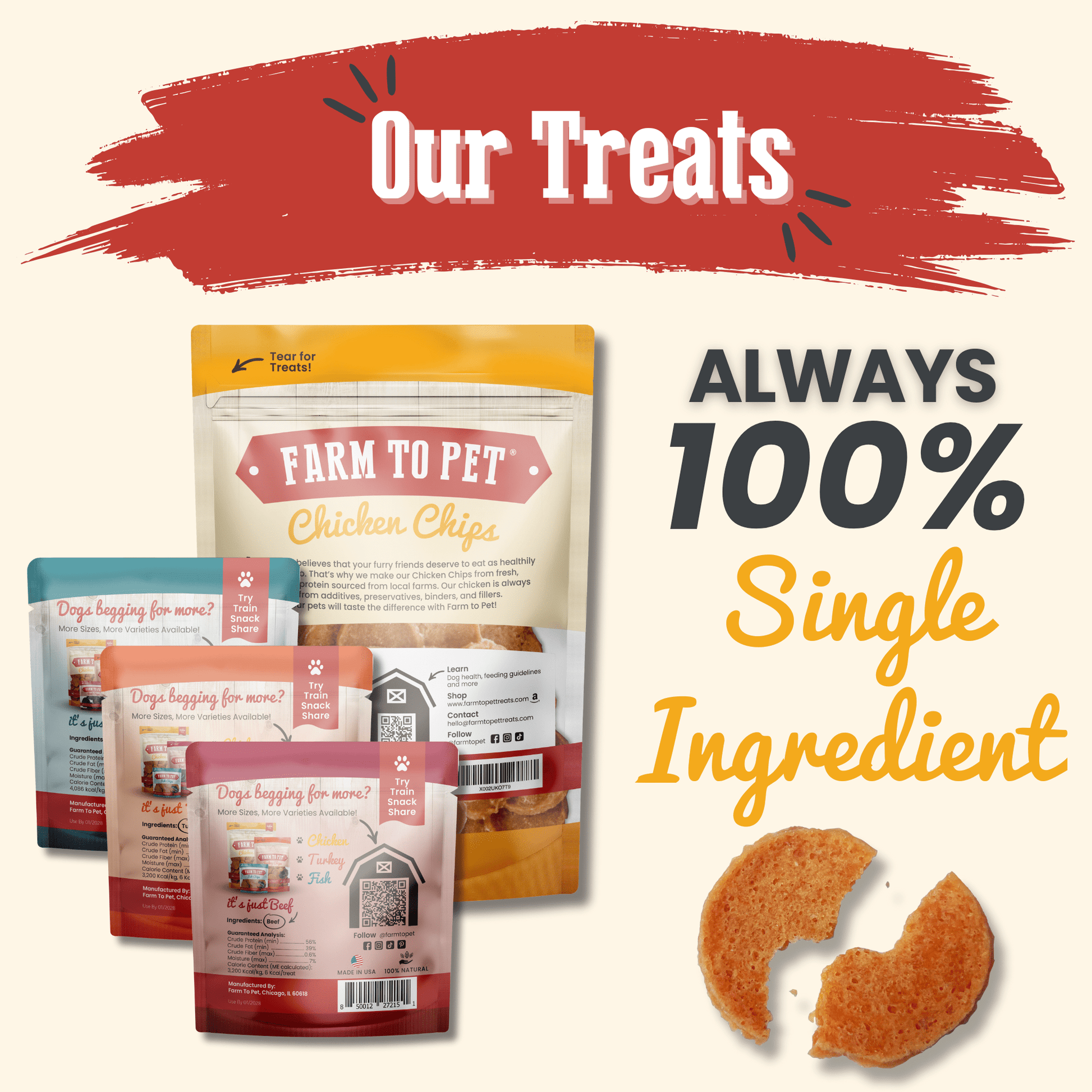 Puppy Packs 'n Snacks Dog Treat Starter Pack | Single-Ingredient Training Treats - Doot's Pet LLC Collars For A Cause