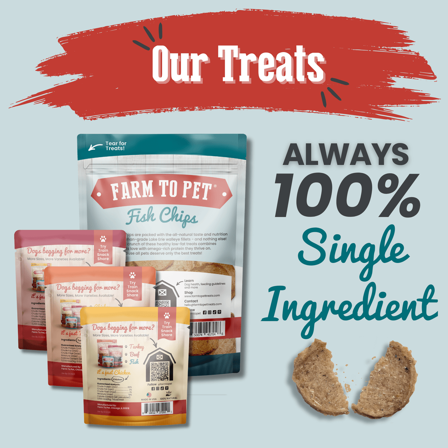 Puppy Packs 'n Snacks Dog Treat Starter Pack | Single-Ingredient Training Treats - Doot's Pet LLC Collars For A Cause