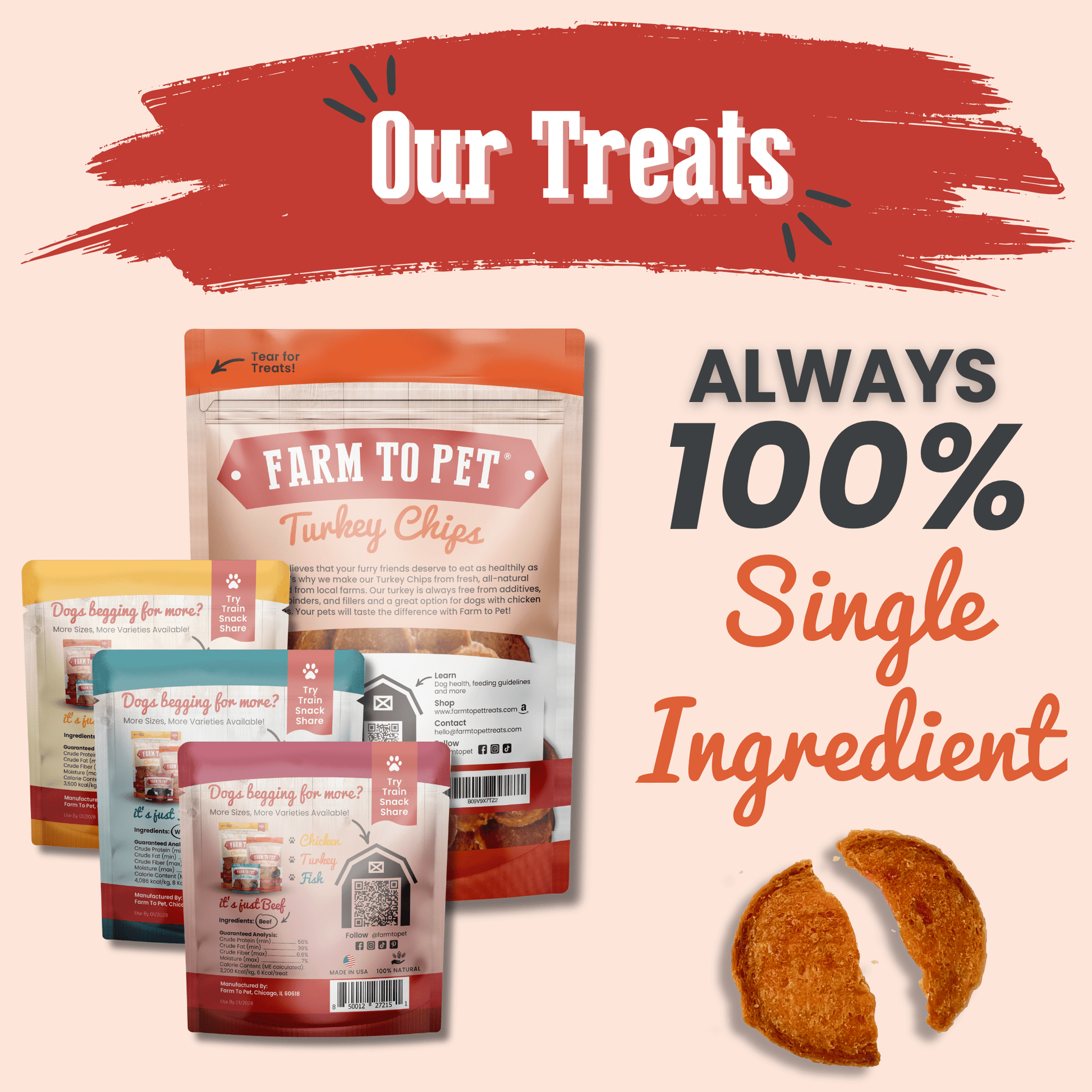 Puppy Packs 'n Snacks Dog Treat Starter Pack | Single-Ingredient Training Treats - Doot's Pet LLC Collars For A Cause