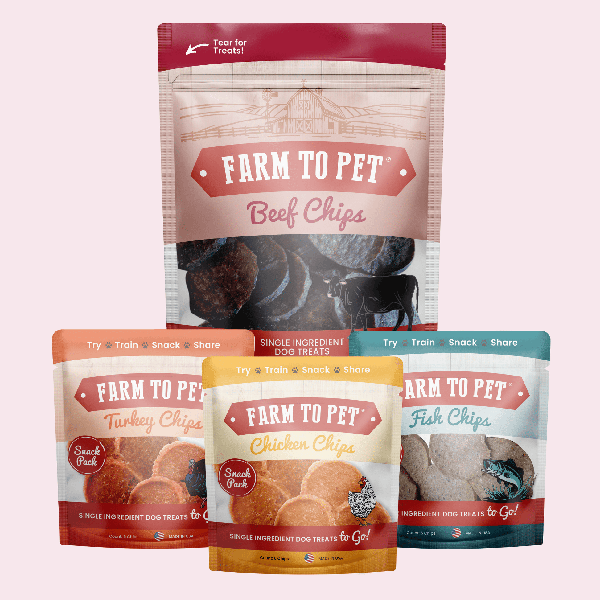 Puppy Packs 'n Snacks Dog Treat Starter Pack | Single-Ingredient Training Treats - Doot's Pet LLC Collars For A Cause