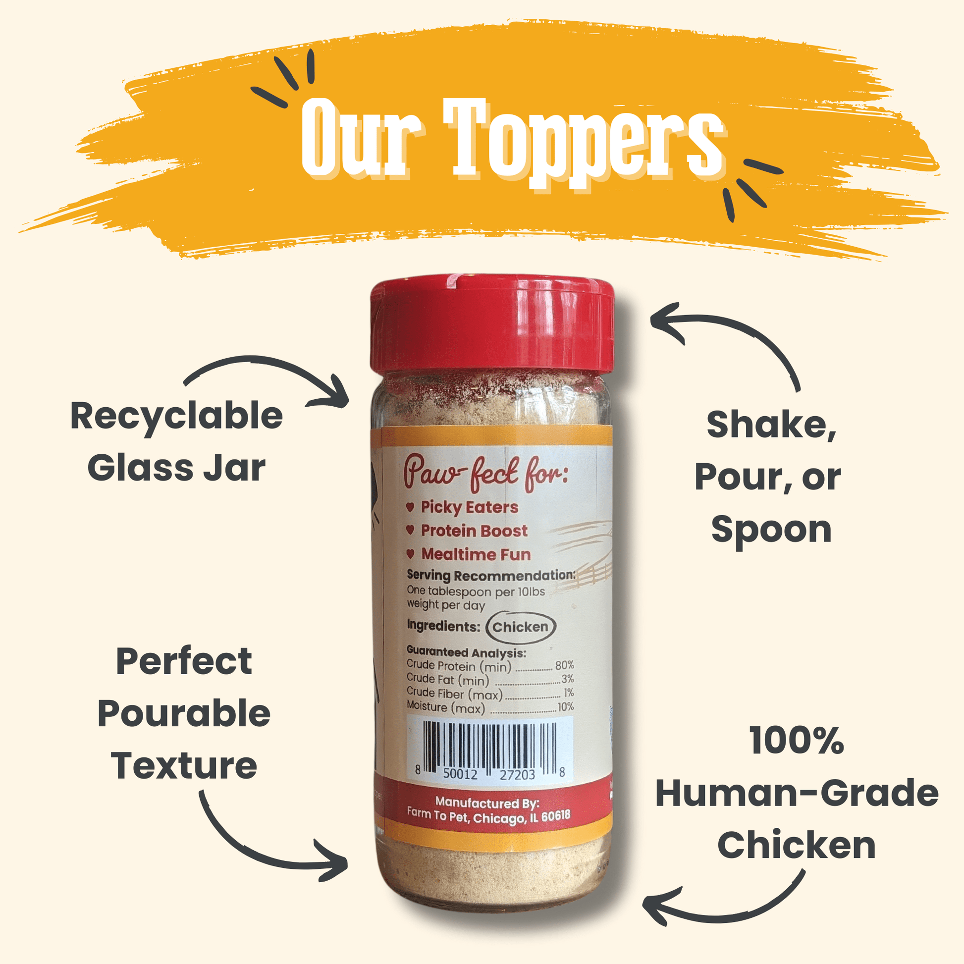 Treat Topper Chicken Dog Food Topper | Healthy Meal Supplement for Dogs - Doot's Pet LLC Collars For A Cause