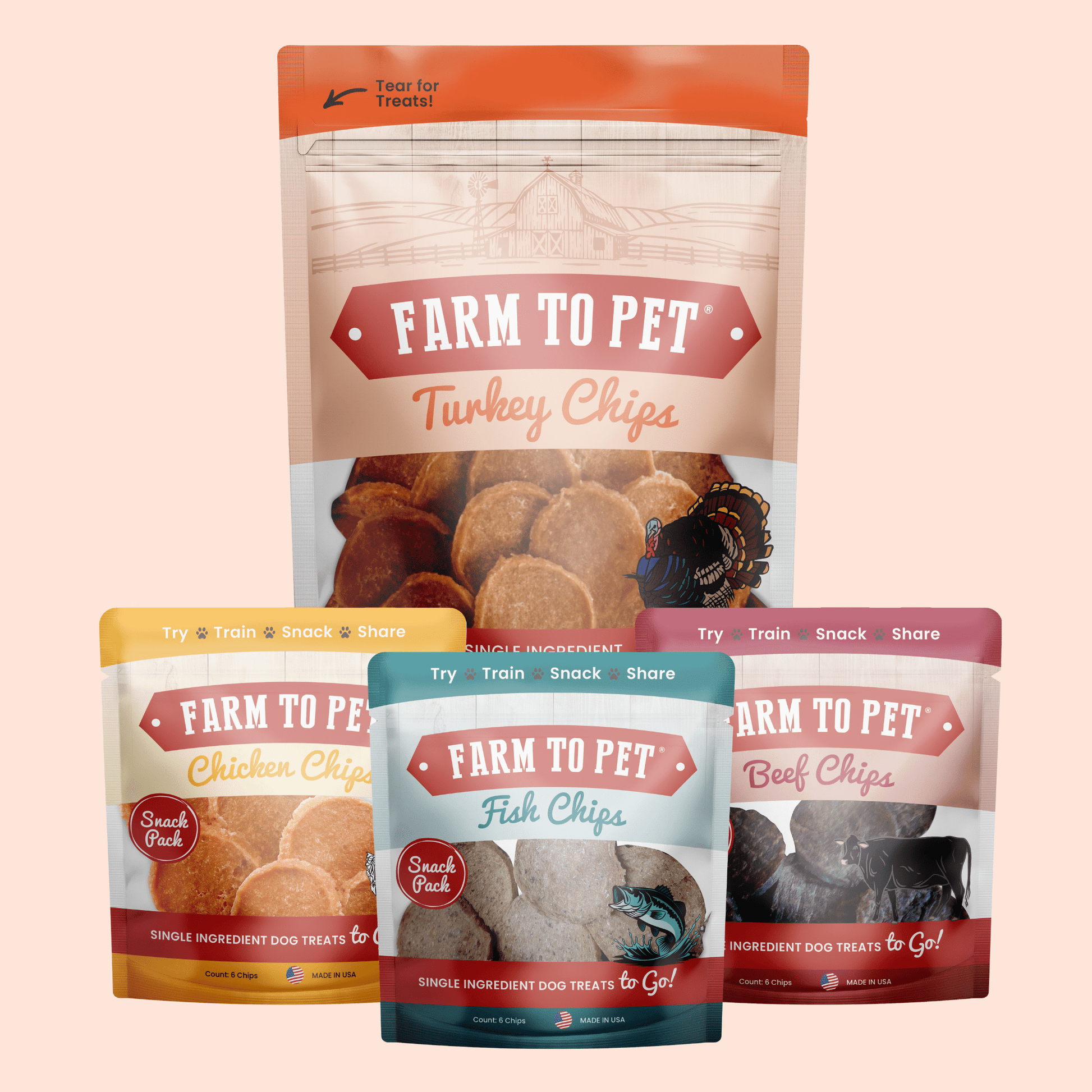 Puppy Packs 'n Snacks Dog Treat Starter Pack | Single-Ingredient Training Treats - Doot's Pet LLC Collars For A Cause