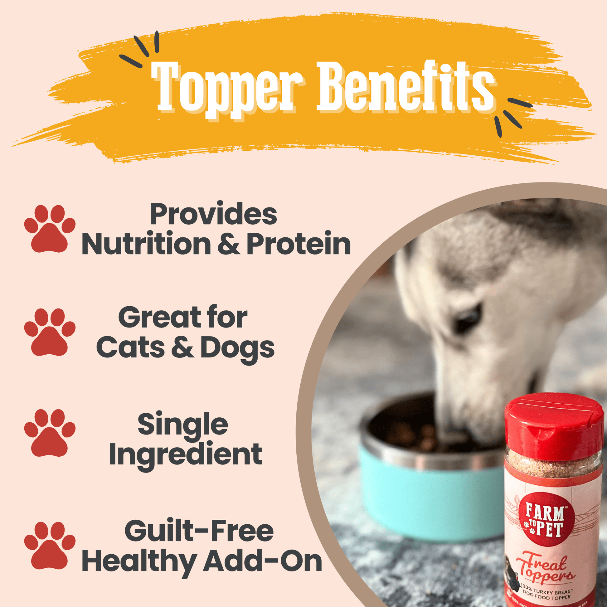 Treat Topper Turkey Dog Food Topper | Healthy Meal Supplement for Dogs - Doot's Pet LLC Collars For A Cause