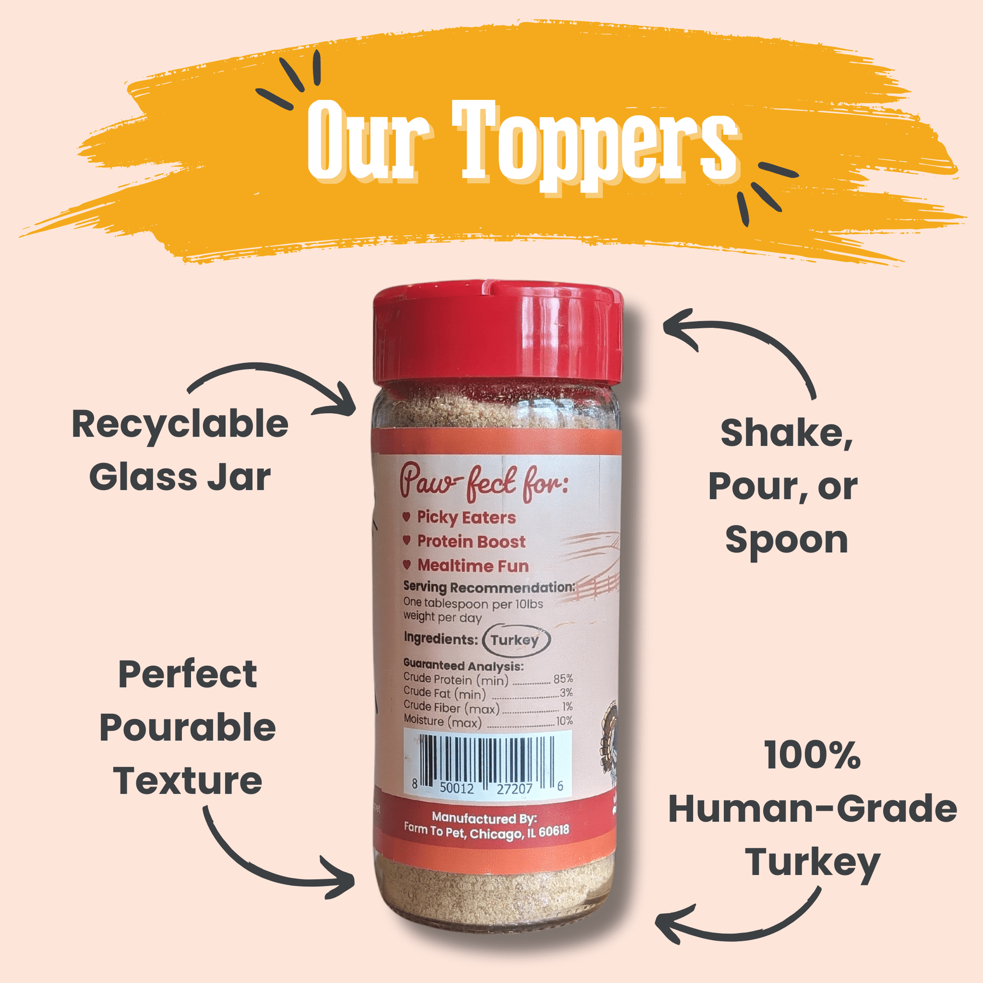Treat Topper Turkey Dog Food Topper | Healthy Meal Supplement for Dogs - Doot's Pet LLC Collars For A Cause