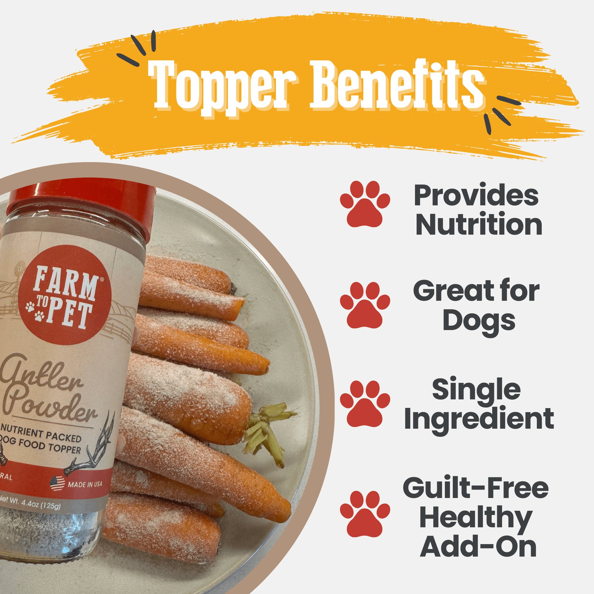 Treat Topper Antler Powder Dog Food Topper | Nutritional Supplement for Dogs and Cats - Doot's Pet LLC Collars For A Cause
