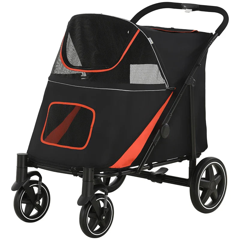 One-Click Foldable Stroller for Large Medium Small Dogs, Pet, Cats with Storage - Doot's Pet LLC Collars For A Cause