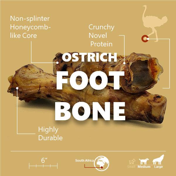 Ostrich Foot Bone (7" x 3.5"): The Flavorful & Long-Lasting Chew for Medium to Large Dogs - Doot's Pet LLC Collars For A Cause