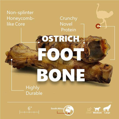 Ostrich Foot Bone (7" x 3.5"): The Flavorful & Long-Lasting Chew for Medium to Large Dogs - Doot's Pet LLC Collars For A Cause
