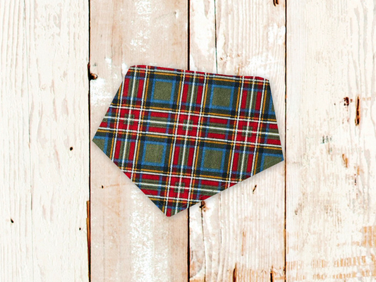 "Green Tartan Plaid FLANNEL" Dog Bandana