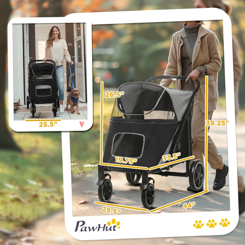 One-Click Foldable Stroller for Large Medium Small Dogs, Pet, Cats with Storage - Doot's Pet LLC Collars For A Cause