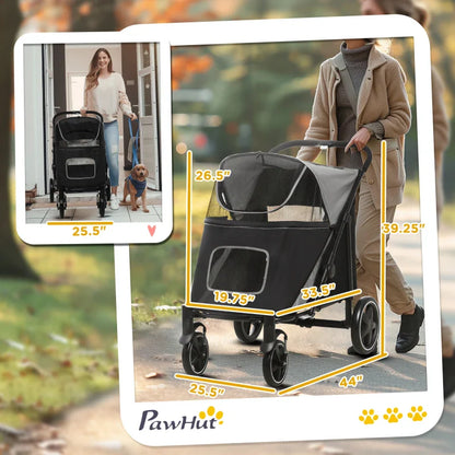 One-Click Foldable Stroller for Large Medium Small Dogs, Pet, Cats with Storage - Doot's Pet LLC Collars For A Cause